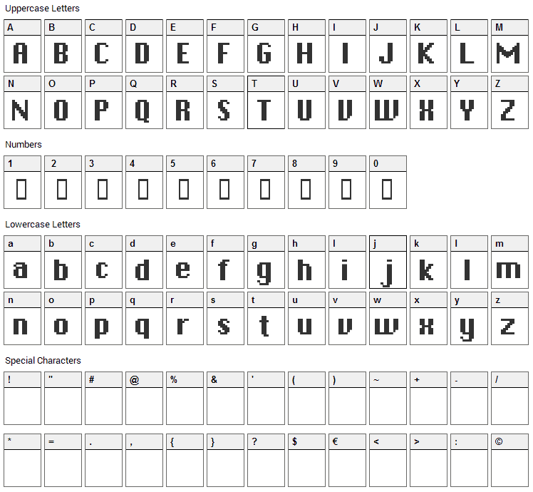 Chicpix Font Character Map