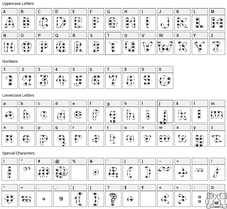 Children in Need Font Character Map