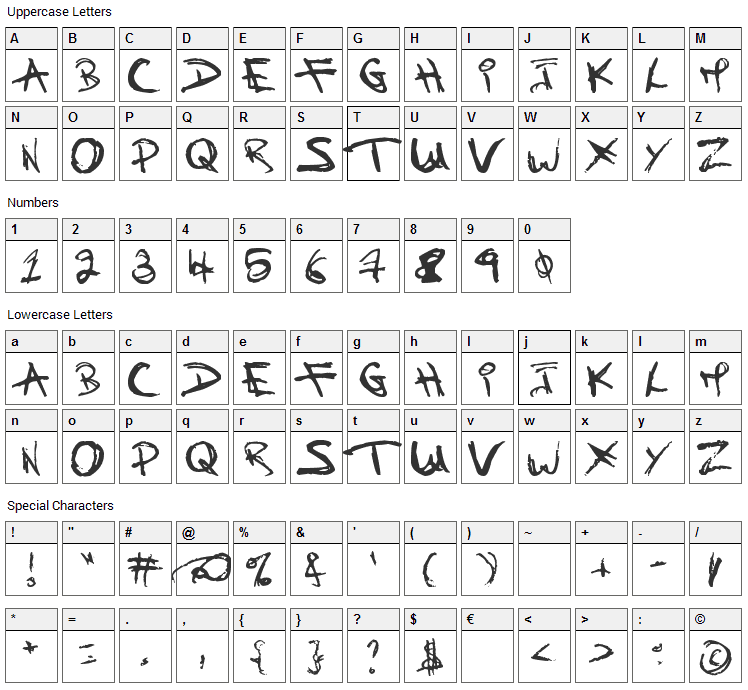 Children Once Where Font Character Map