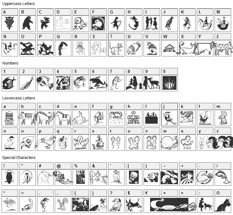 Childrens Darlings Font Character Map