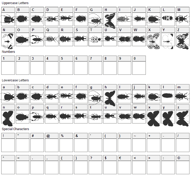 ChileanBugs Font Character Map