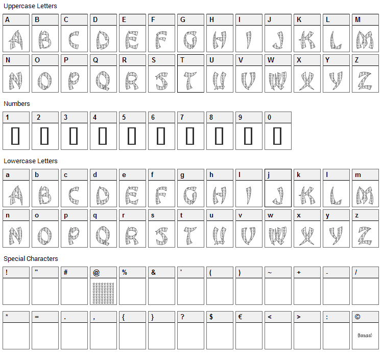 Chinese Love Letters Font Character Map