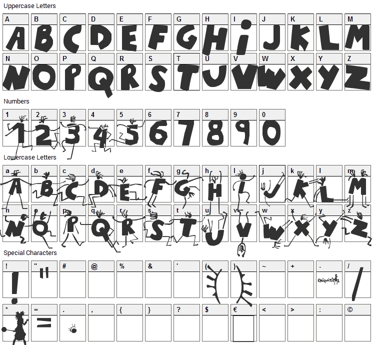 Chiqui Font Character Map