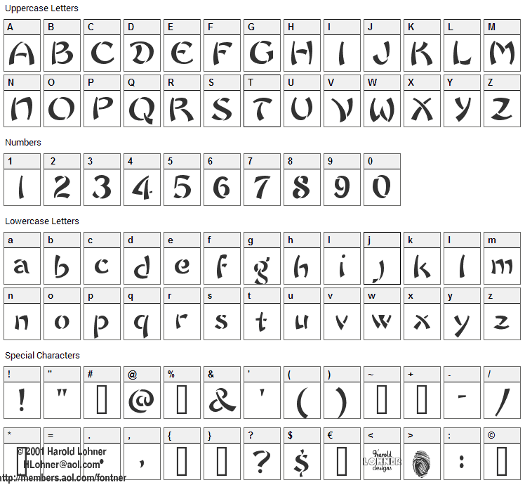 Chow Fun Font Character Map