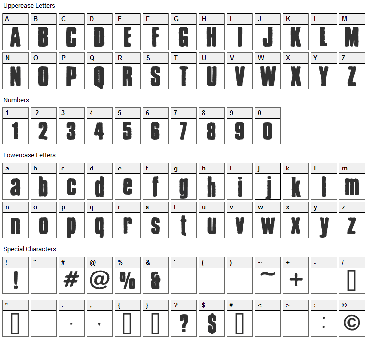 Chrispy Font Character Map