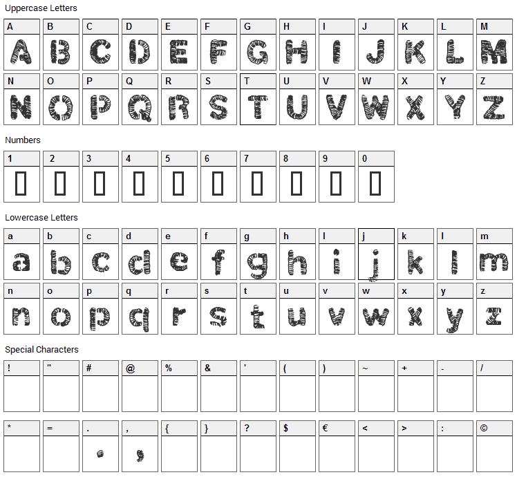 Christel Line Black Font Character Map