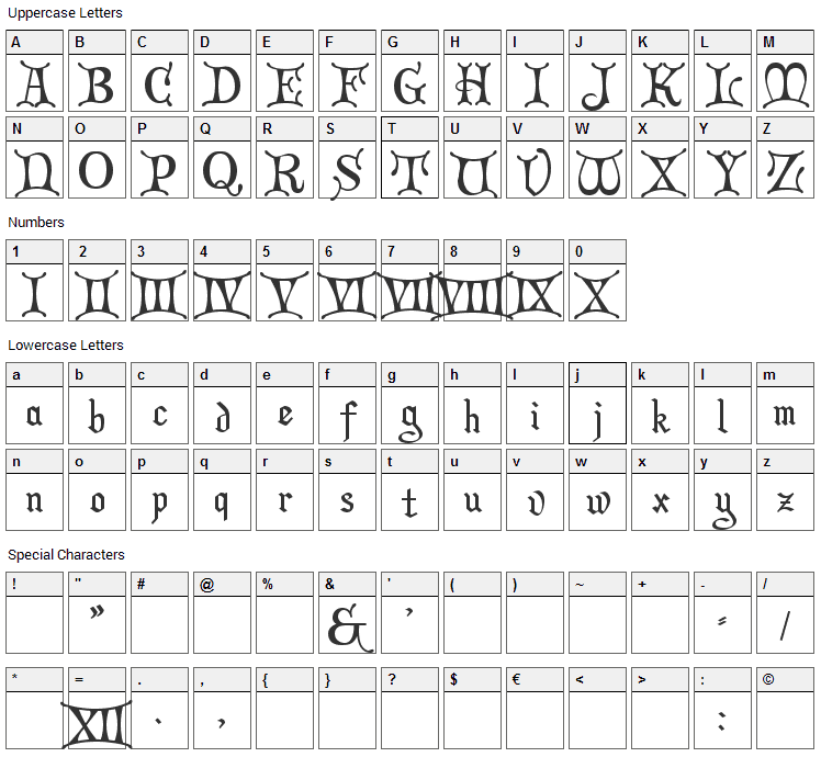 Christmas Card Font Character Map