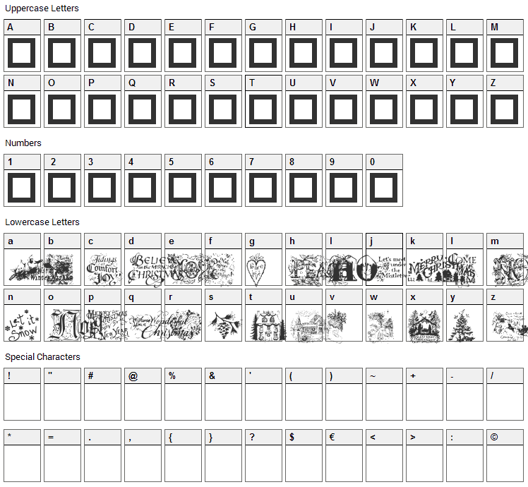 Christmas Cheer Font Character Map