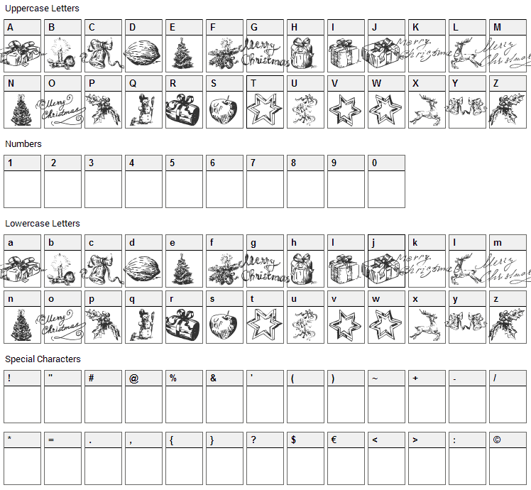 Christmas Nativity Font Character Map