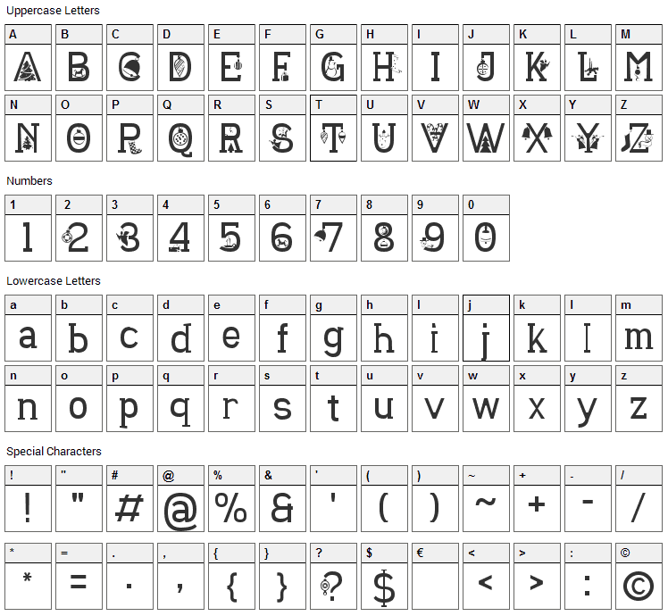 Christmas Sounds Font Character Map