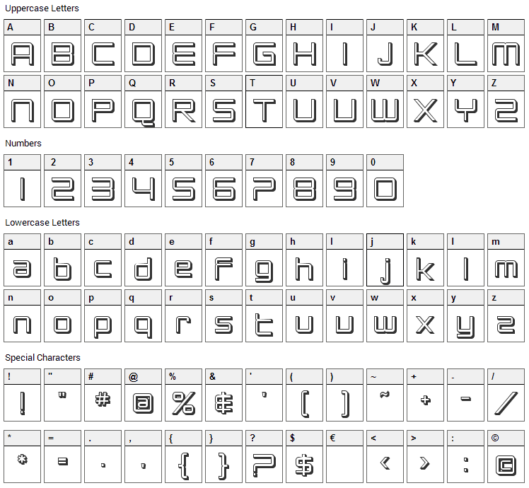 Chromium 24 Font Character Map
