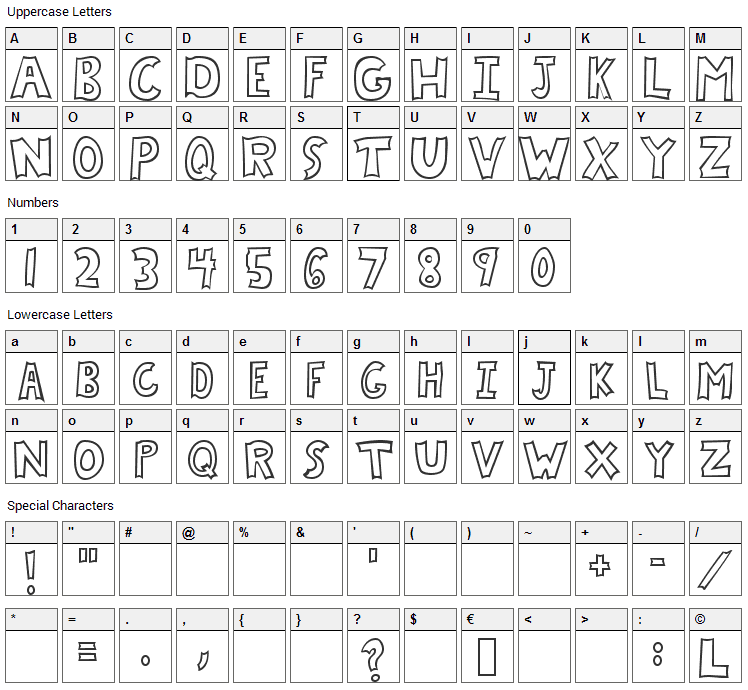 Chrysalis Font Character Map