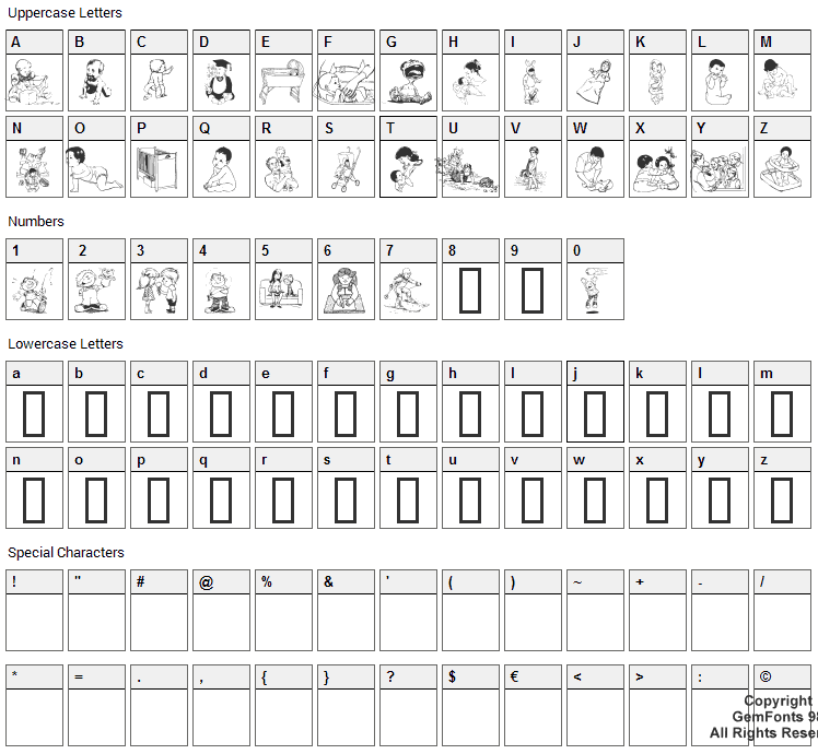 Chyld Font Character Map