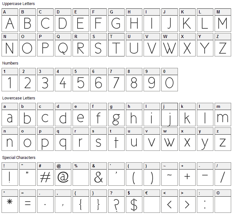 Cicle Font Character Map