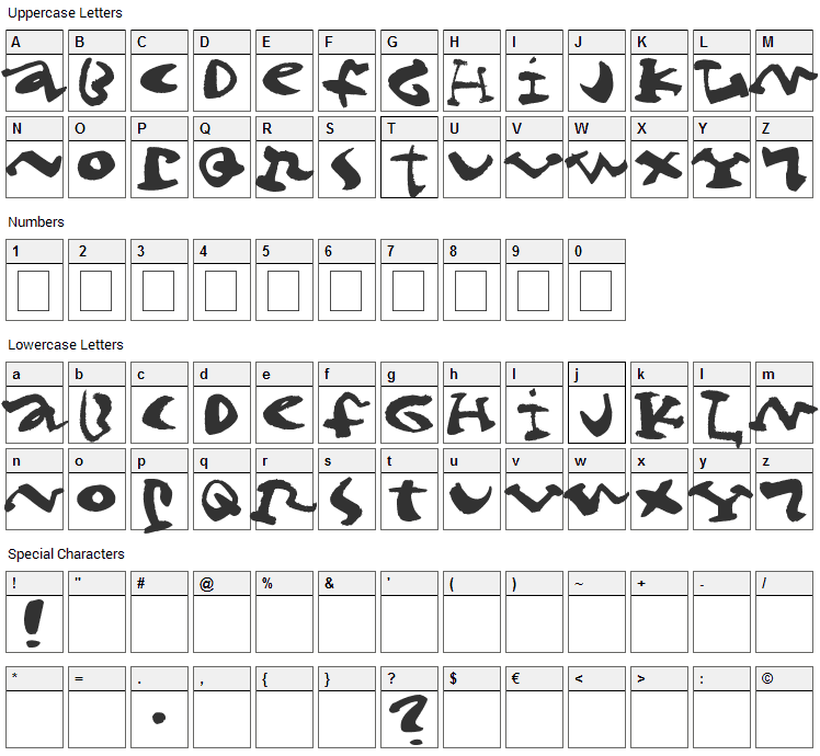 Cigar Font Character Map