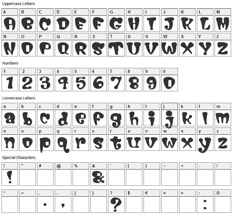 Cigarstore Font Character Map