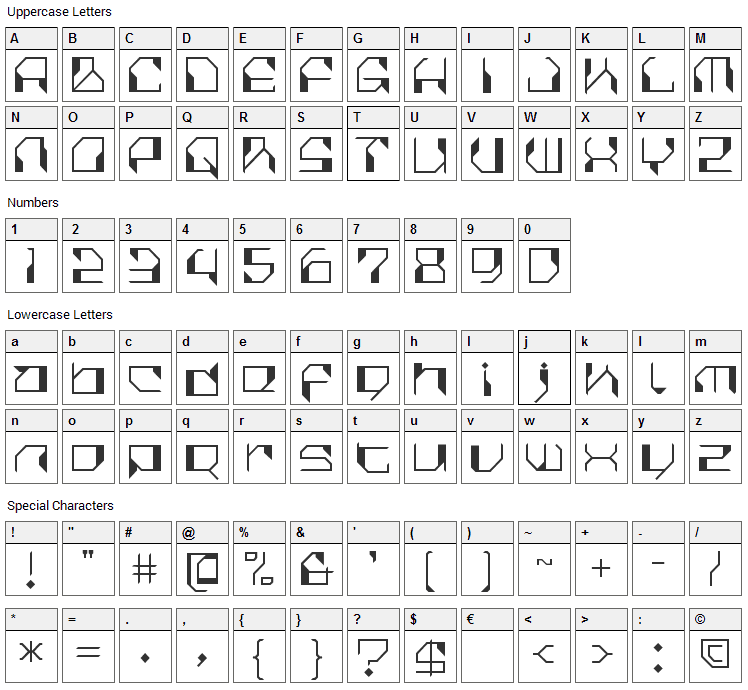 Cilica Font Character Map