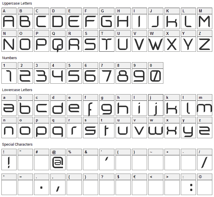 Cilogie Font Character Map