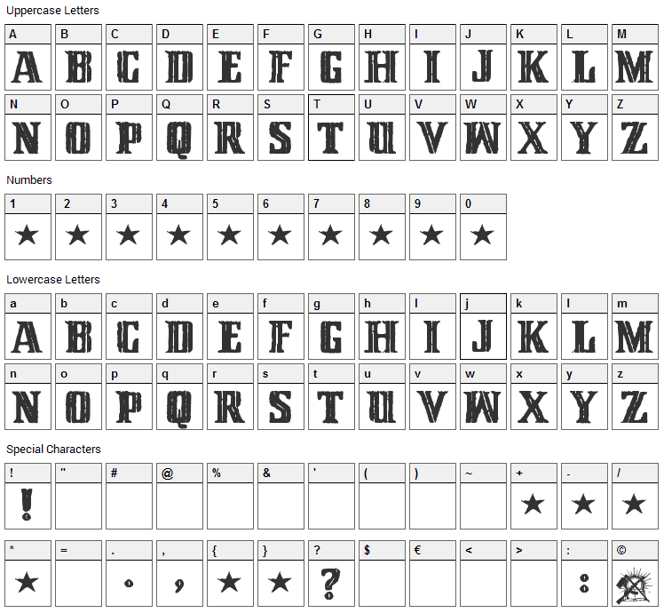 Cinquenta Mil Meticais Font Character Map