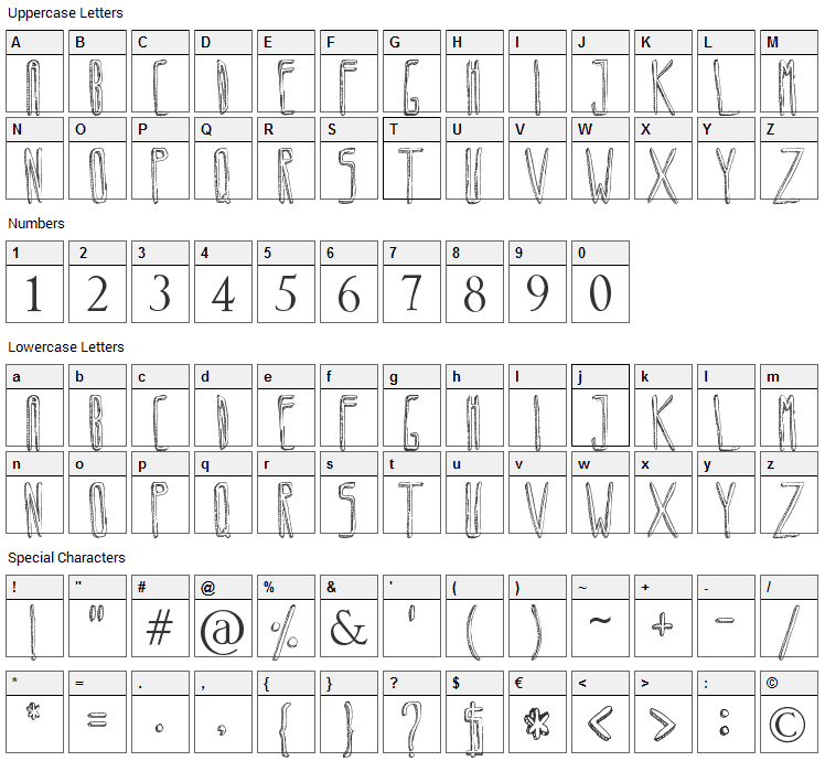 Circoex Font Character Map