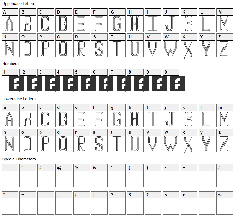 Circuit Board Font Character Map