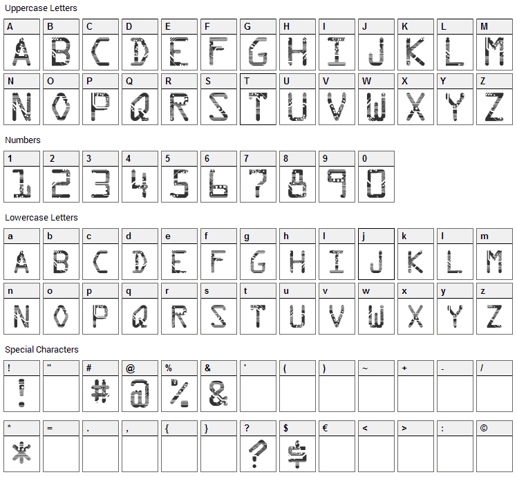 Circuit Font Character Map