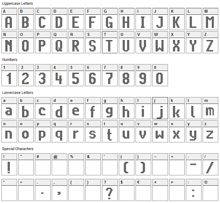 Citaro Voor Dubbele Hoogte, Breed Font Character Map