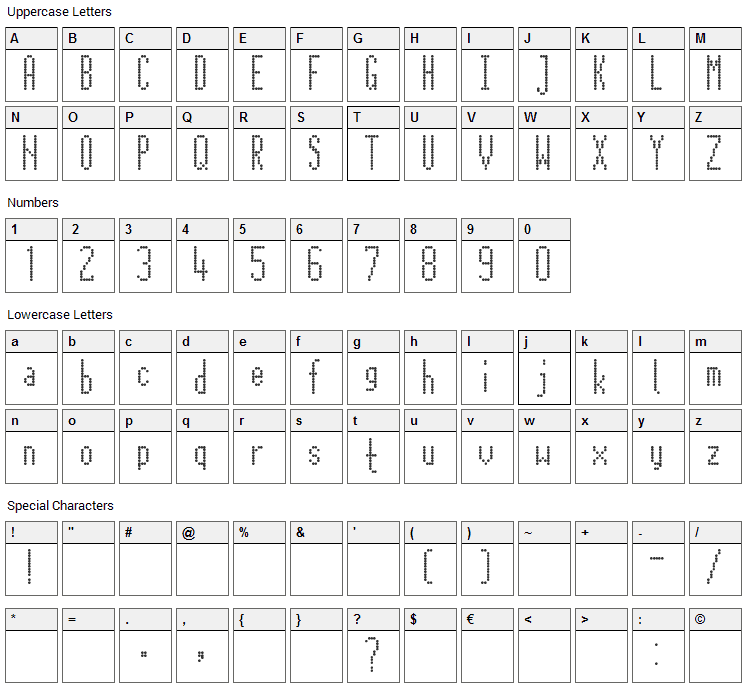 Citaro Zij DS Font Character Map