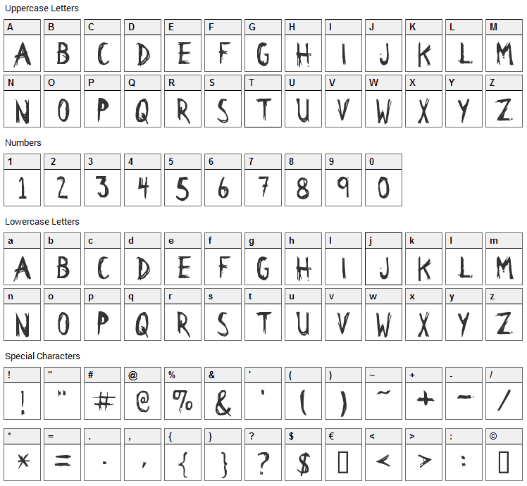 Citizen Dick Font Character Map