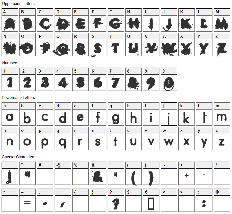 City Contrasts Font Character Map