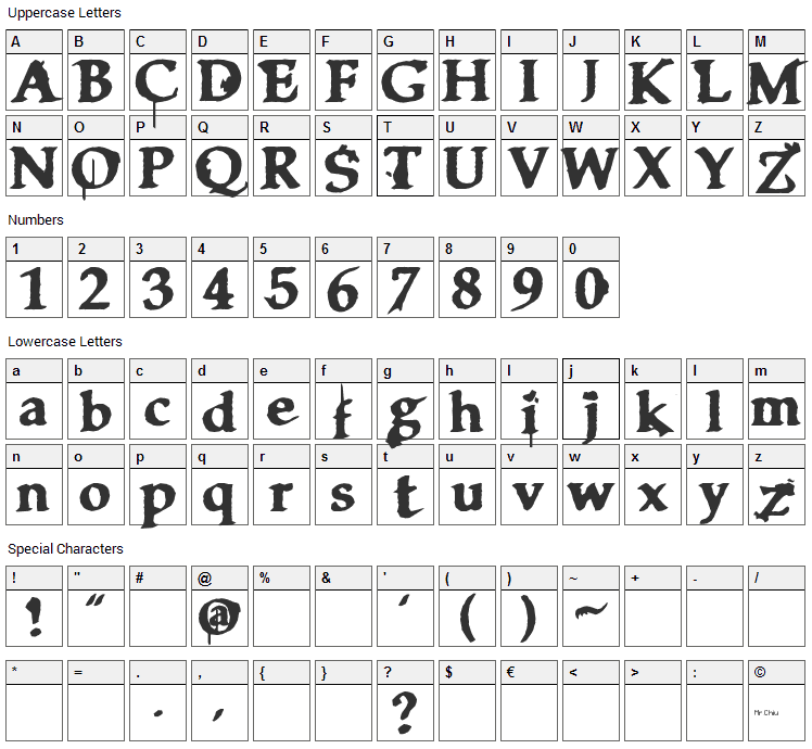 Clarisse Font Character Map