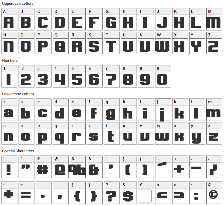 Clark Font Character Map