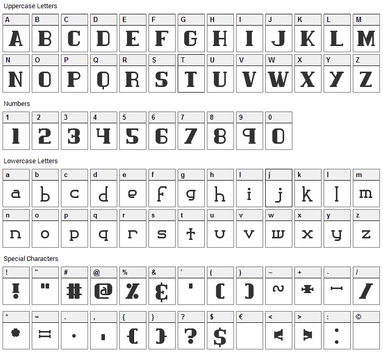 Classic Trash Font Character Map