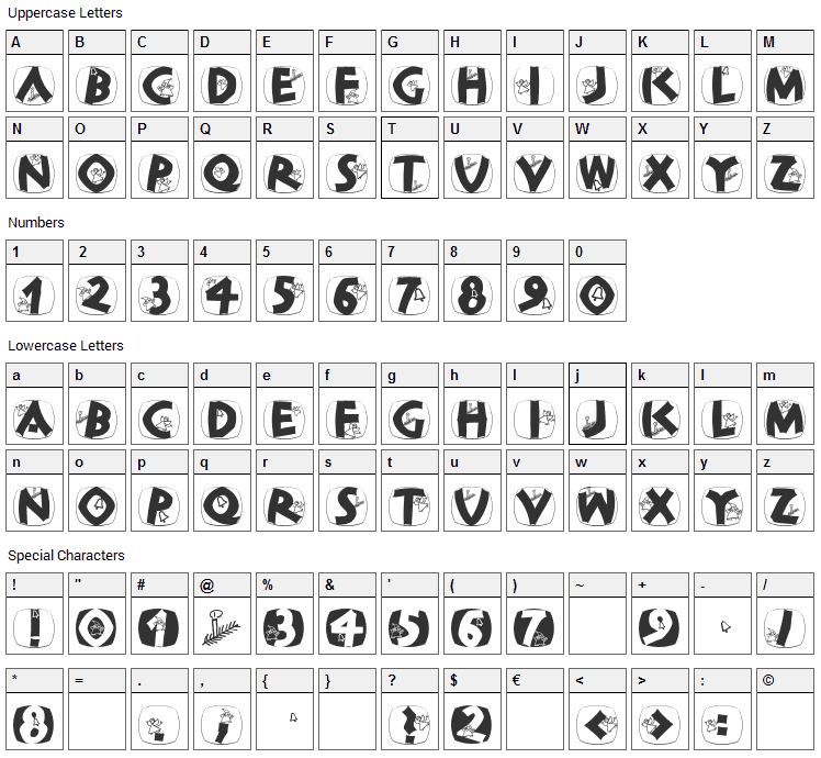 ClassiCaps Xmas Font Character Map