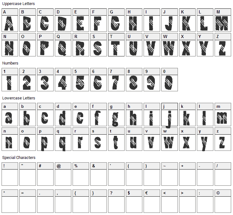 Clawripper Font Character Map