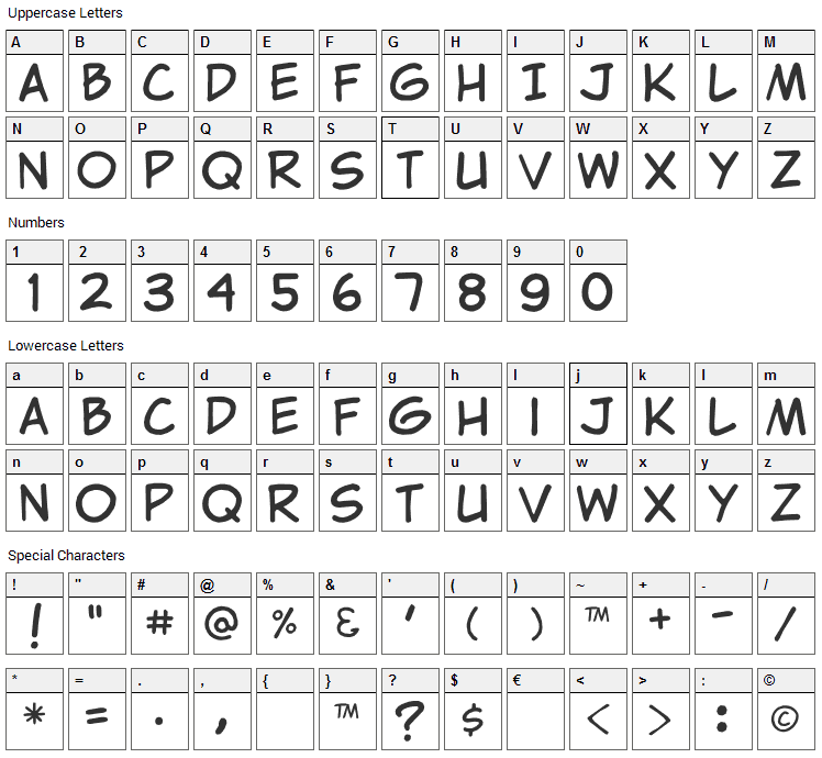 Clementine Font Character Map