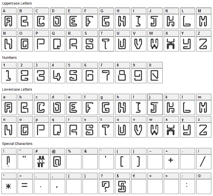 Clippersnip Font Character Map
