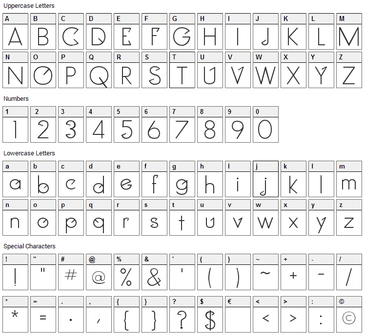 Clocker Font Character Map