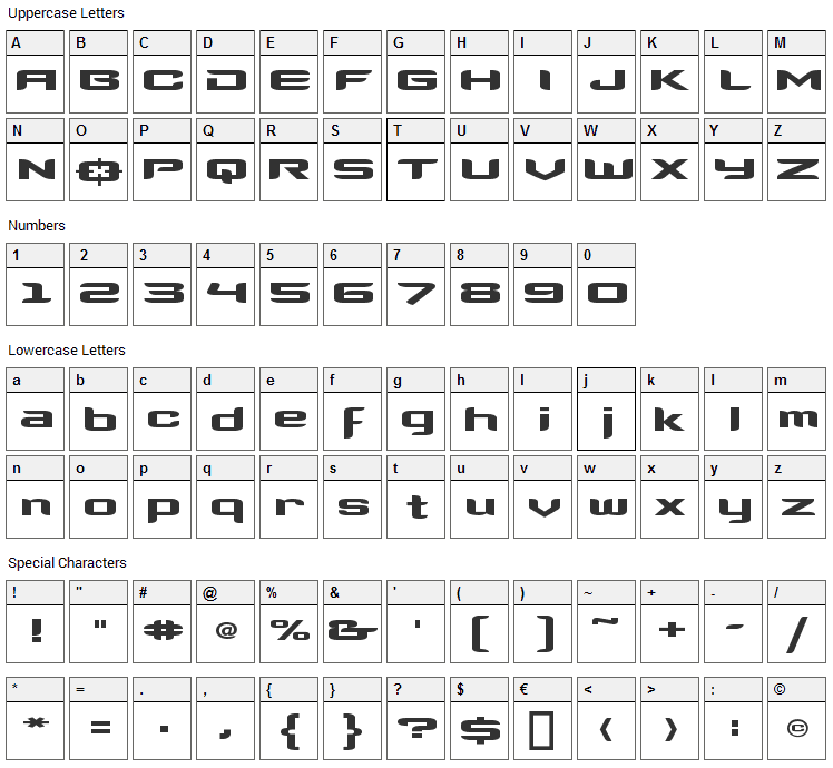 Clone Wars Font Character Map