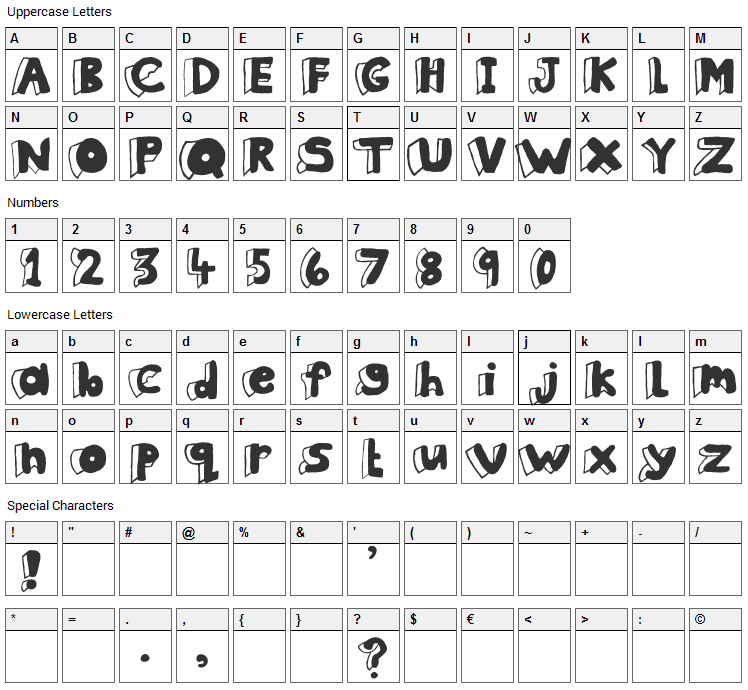 Clothes Peg Font Character Map