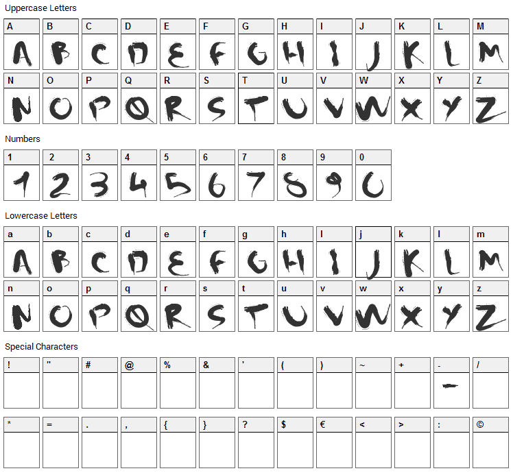 CM Squish Font Character Map