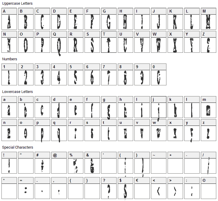 Coagulate Font Character Map