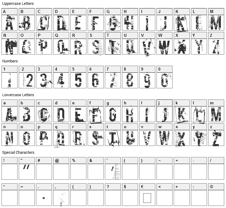 Cocaine Nosejob Font Character Map