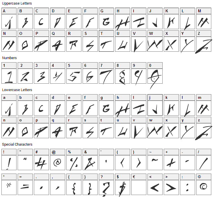 Cock Boat Font Character Map