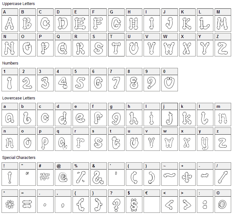 Cocksure Font Character Map