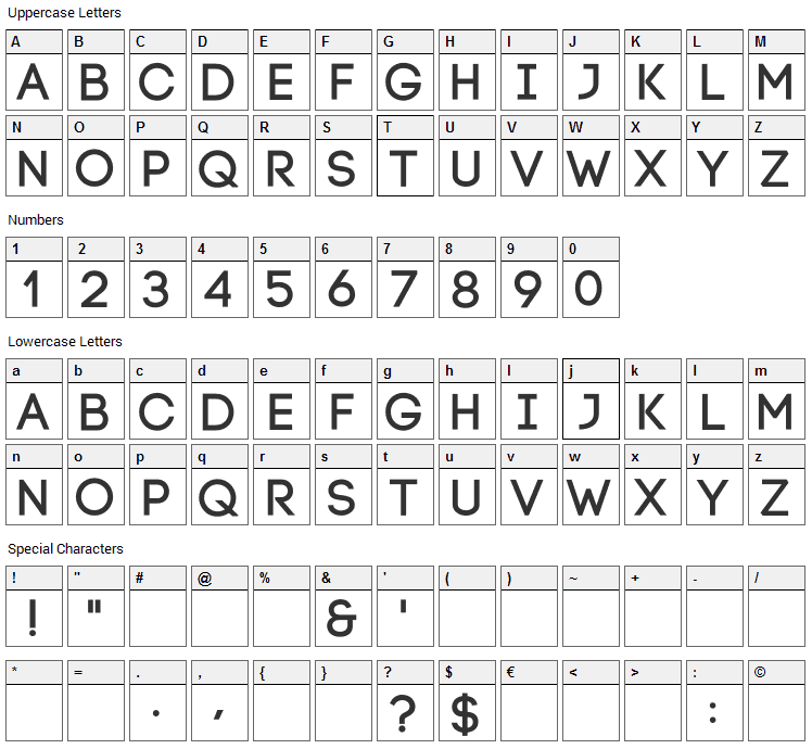 Code Font Character Map