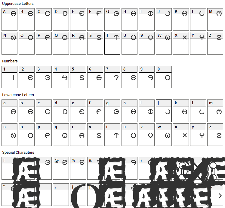 Code Of Life + Spheroids Font Character Map