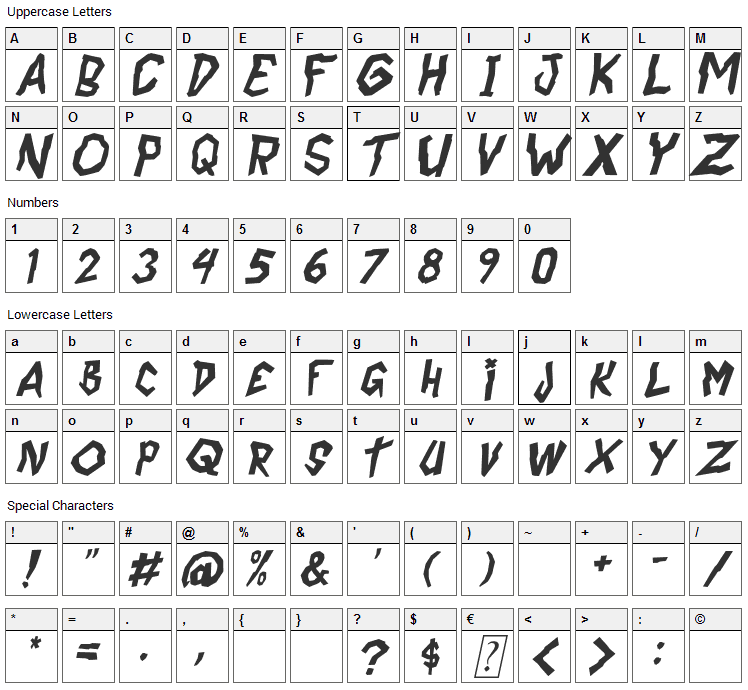 Coffee Enema Font Character Map