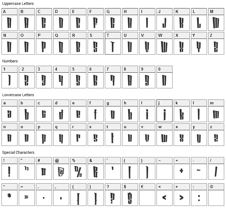 Coin Locker Datura Font Character Map