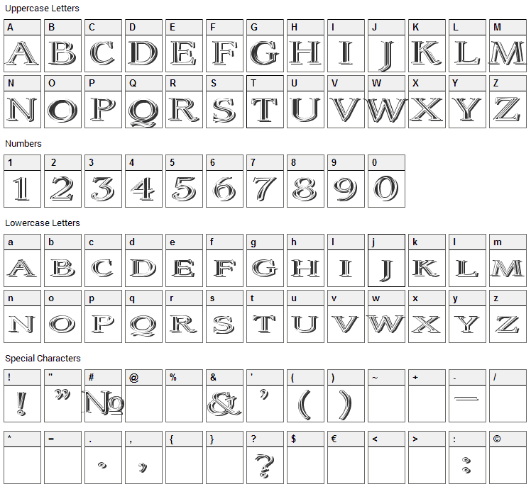 Coltaine Font Character Map